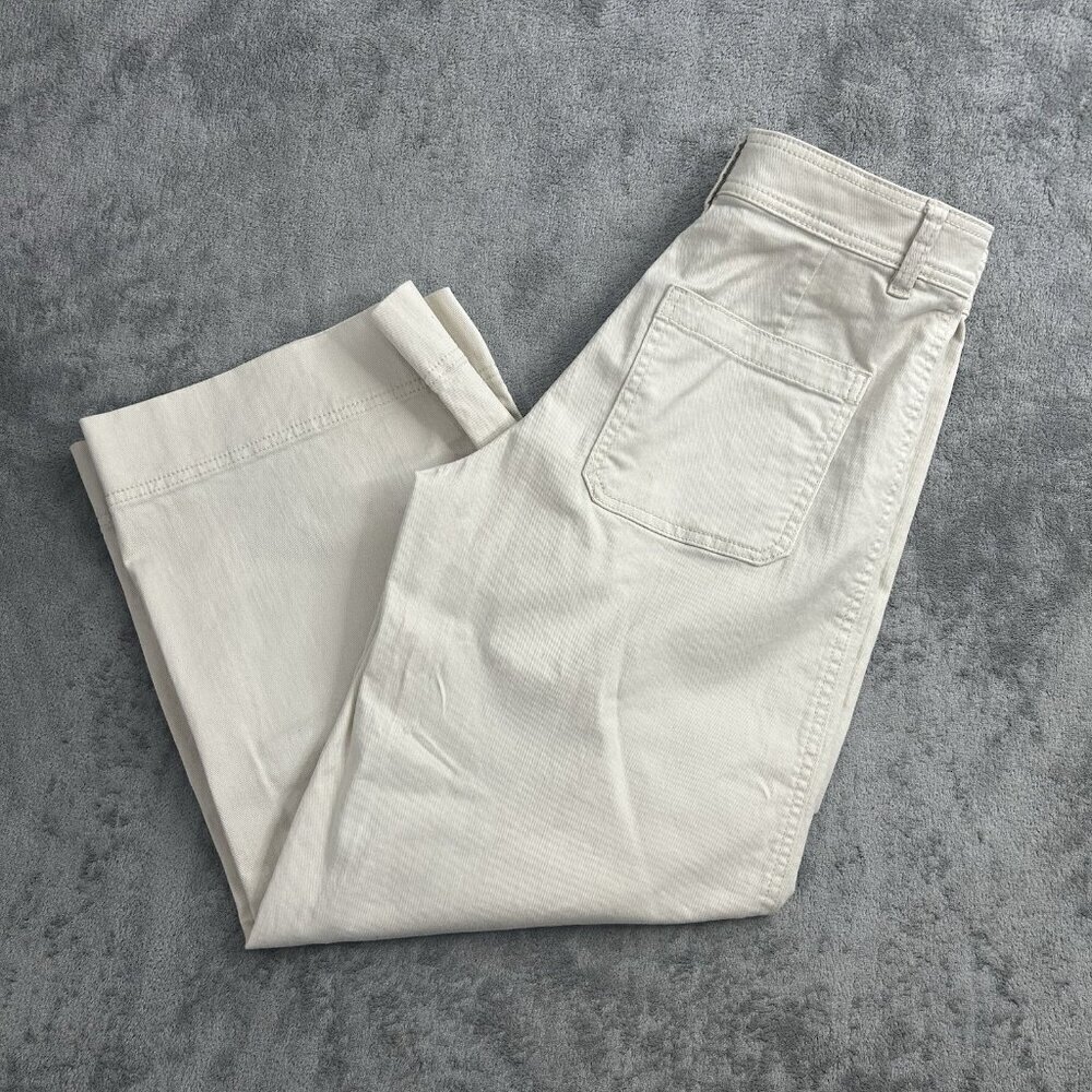 H&M Wide Leg Pants Womens 6 Beige High Rise Office Pleated Trousers Classic 25”
